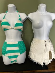 Bikini By Asos And White Denim Shorts