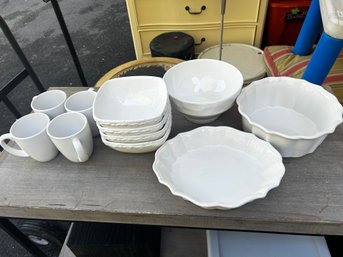 White Cups, Bowls And Serving Dishes