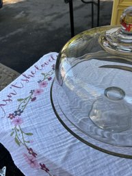 Glass Large Domed Cake Plate With Hood