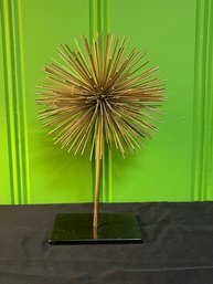 Mid-century Modern Brutalist Sunburst Tree Gold Metal Sculpture Minimalist Art