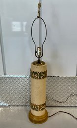 Antique Hand Painted Wooden Wallpaper Pattern Roller Cylinder Lamp