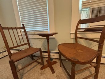 Victorian Set Including Spindle Back Chair,Early Rocker  & Walnut Stand Table