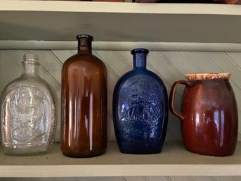 Collection Of  Vintage Bottles Including Glass And Ovenware