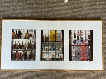 Framed Photo Collection Of Assorted Antique Bottles Signed By Photographer J. Murphy 31' X 15'