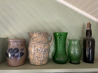 Lot Of Stunning Pottery & Glassware Including Roseville, Rowe, & Emerald Glass (Combined Value $200)