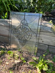 Stained Glass Hanging Panel With Celtic Glass Design Approx 12' X 16'