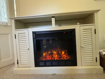 Metal & Wood Electric Fire Place TV Stand