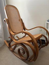 Vintage Rocking Chair With Bamboo & Caning