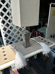 Lamp, Table Runner And Curtain Tie Backs