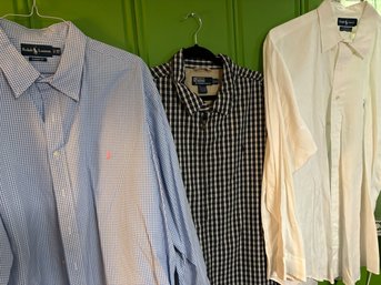 Men's Ralph Lauren Lot Including 2 Button Down Shirts & One Jacket (XXL)