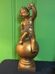 Antique Bronze Plated Bacchus/Cherub Sculpture 26' Tall ($1050 Value)