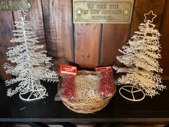 Table Top Metal Trees And Beaded Garland