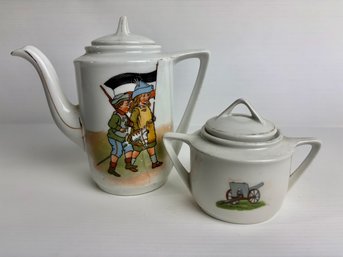 Vintage German Child's Teapot And Sugar Dish (2)