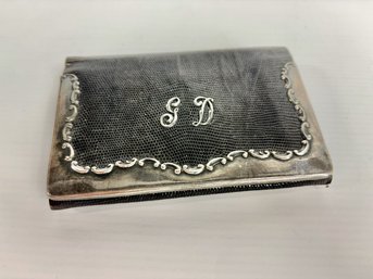 English Sterling Silver & Eel Skin Wallet/Clutch