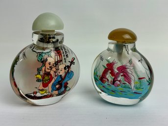 Two Reverse Painted On Glass Snuff Bottles (2)