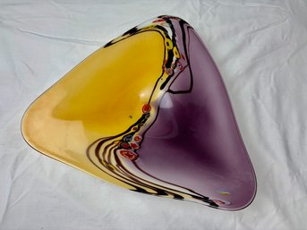 Art Glass Wall Mounted Decoration - Amber & Amethyst Triangle