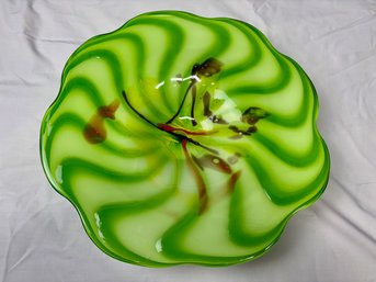 Art Glass Wall Mounted Decoration - Green Flower Shape