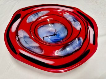 Art Glass Wall Mounted Decoration - Red, White & Blue