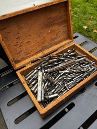 Wooden Box Filled With Drill Bits