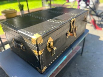 Vintage Black Chest With Supplies Inside To Create A MiniBar