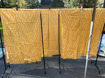 3 Sets Of Vintage Lined Brocade Floor Length Curtains