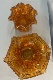 Lot Of 2 Collectible Carnival Glass