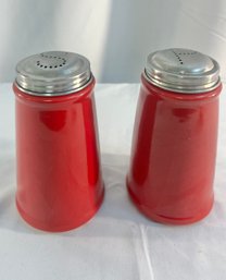 Oversized Red Ceramic Salt And Pepper Shakers