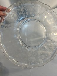 Large Round Glass Etched Platter