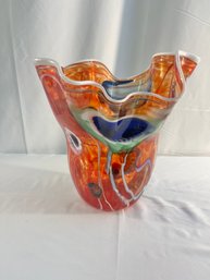 Large Vintage Murano Handblown Glass Vase - Mid Century