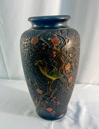 Tall Vintage Asian Textured Ceramic Vase