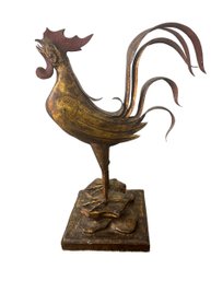 Mid Century Large Iron Rooster Sculpture - European Made