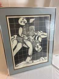 1979 Abstract Block Print Signed By Artist (as Is)