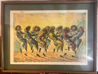 Signed Hasidic Dance Lithograph Rabbi Raphaely Numbered 128 / 250