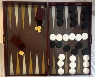 Vintage Mid Century Plastic Backgammon Game In Glossy Maroon Case