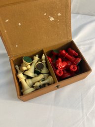 Vintage Chess Pieces - Red And White Plastic