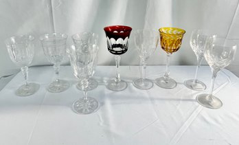 Mixed Lot Of 9 La Maison Lead Crystal Goblets From France