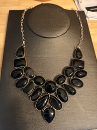 Handmade Necklace: Black Annex & Silver