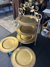 3 Tiered Serving Platter With 5 Charger Plates