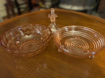 Pink Depression Glass 3 Piece's, Art Deco Bowls