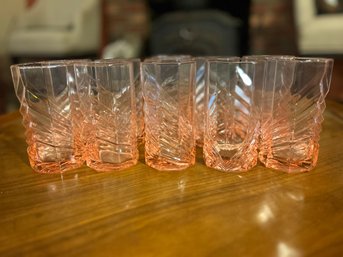 11 Pink Depression Era Glass Tumblers