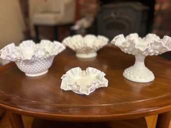 White Hobnail Flanged/Fluted Milk Glass Collection