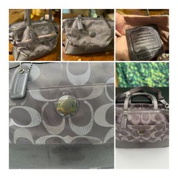 Coach Bag- Large Grey Canvas Coach In Excellent Condition