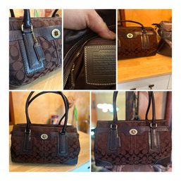 Brown Signature Coated Canvas Coach Bag