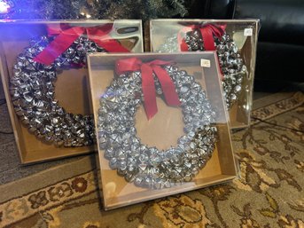 3 Williams Sonoma 16' Jingle Bell Wreaths - New In Box