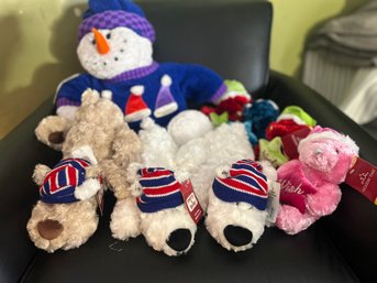 NWT Plush Dogs, Bears And Large Snowman