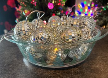 Glass Pyrex Bowl Full Of Disco Balls