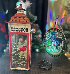 Christmas Lantern And Stained Glass Window Hanger