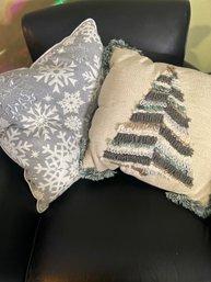 Snowflake And Tree Throw Pillows