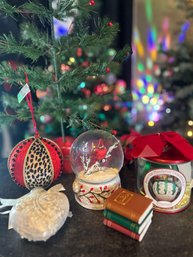 Holiday Variety Lot, Snow Globe, Ornaments, Tree