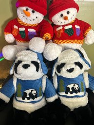 Large Plush Holiday  Pandas And Teddys 24'